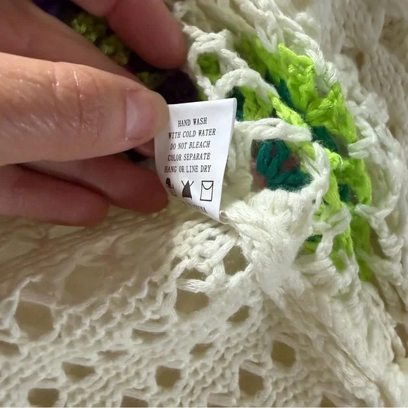 Debut XS Crochet Granny Square Sweater Boho Festival Crop Top - Picture 7 of 7